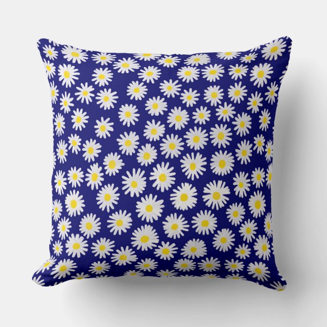 Watercolor Daisies Throw Pillow (Front)