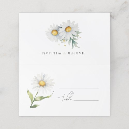 watercolor daisies wedding place card