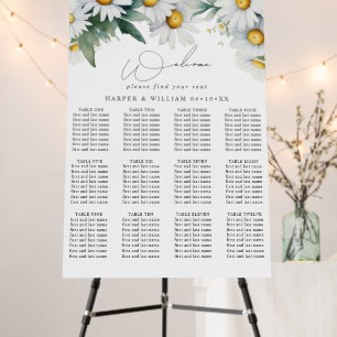 Watercolor daisies wedding seating chart foam board