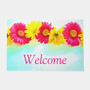 Watercolor Daisies Welcome Mat