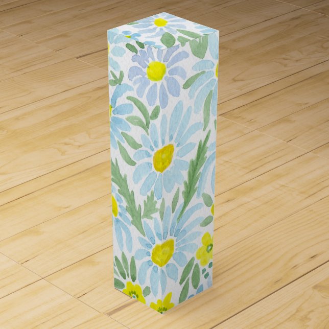 Watercolor daisies wine box (Front)