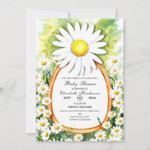 Watercolor Daisy Baby Shower Invitation