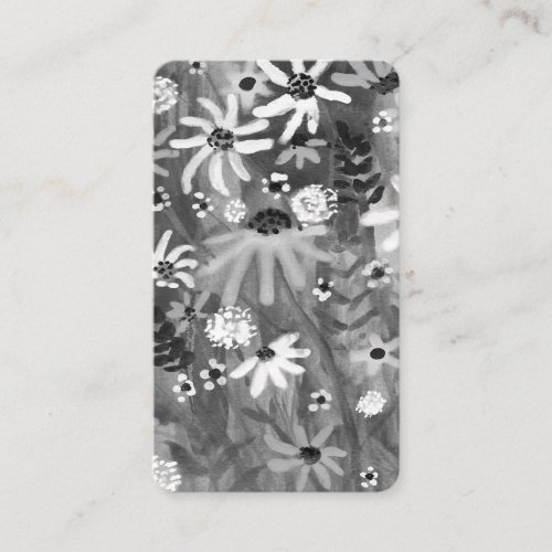 Watercolor Daisy Bouquet Elegant Grey White Business Card