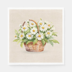 Watercolor Daisy Bouquet In Basket Napkins