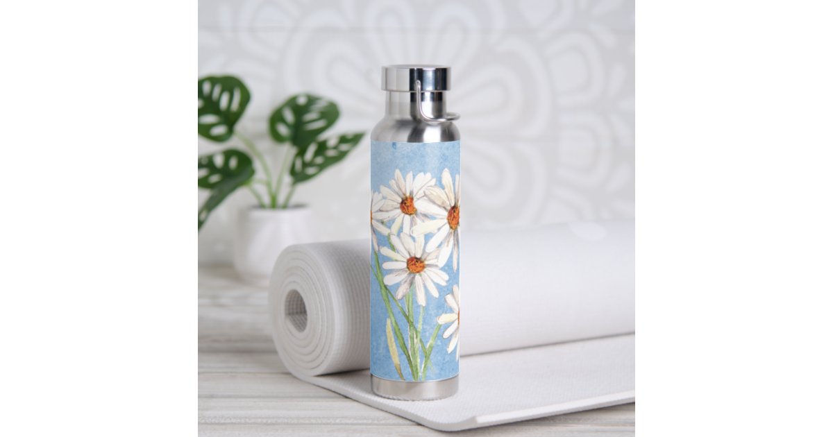 Daisies Baby Blue Water Bottle by STUDIO MORE