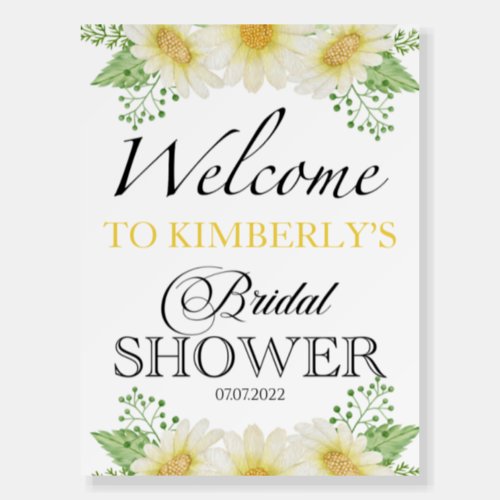 Watercolor Daisy Bridal Shower Welcome Sign