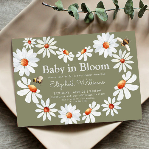 Watercolor Daisy & Bumble Bee Baby Shower  
