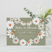 Watercolor Daisy & Bumble Bee Baby Shower   Invitation (Standing Front)