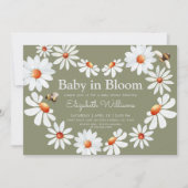 Watercolor Daisy & Bumble Bee Baby Shower   Invitation (Front)