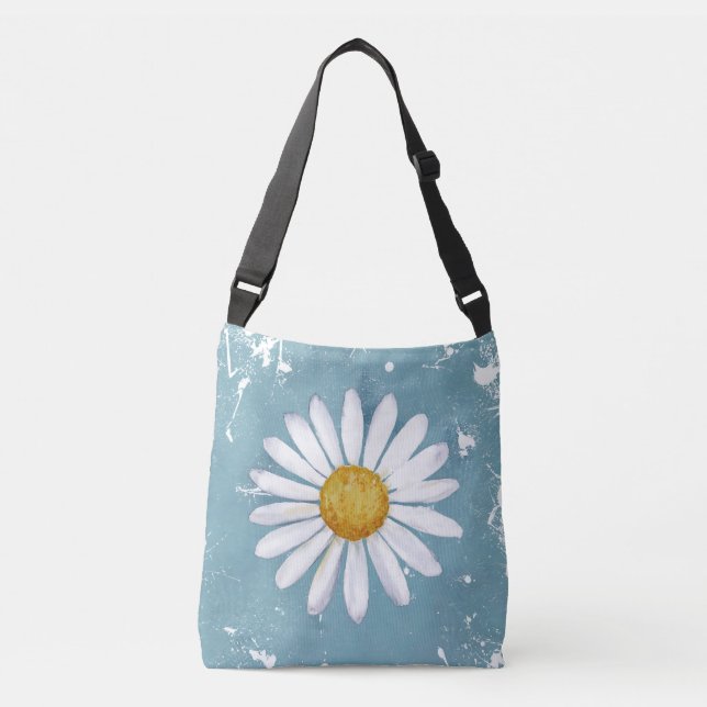Watercolor Daisy Elegance Crossbody Bag (Front)