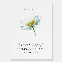 Watercolor Daisy Elegant Floral Welcome Sign