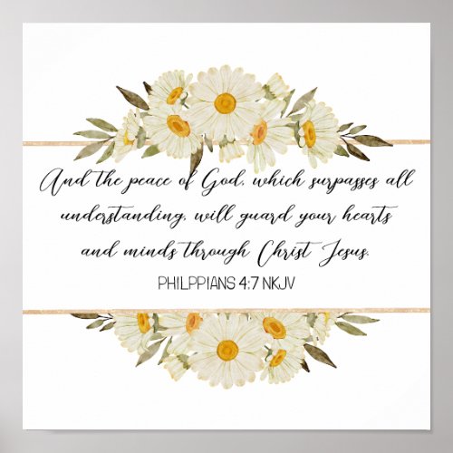 Watercolor Daisy Floral Scripture Poster