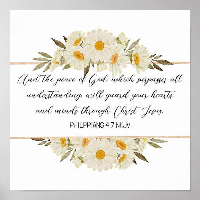 Watercolor Daisy Floral Scripture Poster (Front)