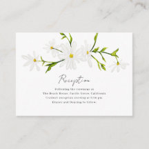 Watercolor Daisy Floral Wedding Reception Card