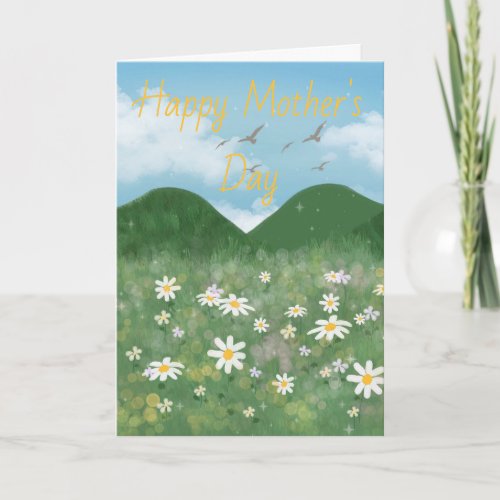 Watercolor daisy flower Happy Mothers Day Card