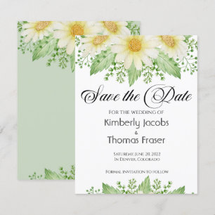 Watercolor Daisy flowers save the date