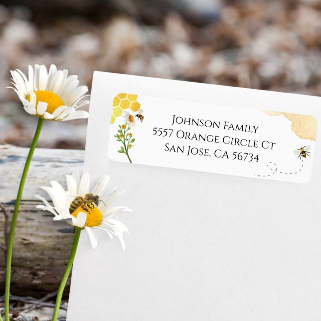 Watercolor Daisy Honey Bee Baby Shower Address Label (Creator Uploaded)