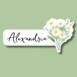Watercolor Daisy ID Sticker