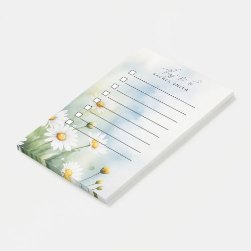 Watercolor daisy meadow to do list post_it notes