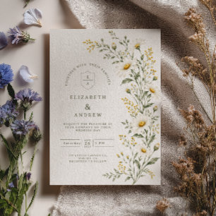 Watercolor Daisy Meadow Wedding Invitation