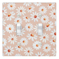 Watercolor Daisy Pattern Pink Blush Background  Light Switch Cover