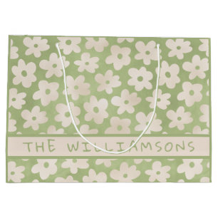 Watercolor Daisy Personalized Happy Easter Large Gift Bag