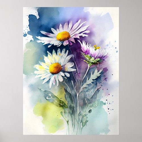 Watercolor Daisy Poster