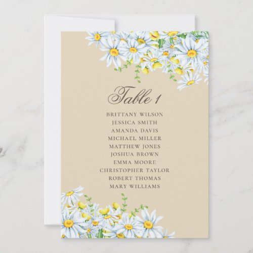 Watercolor daisy seating chart Floral wedding Invitation