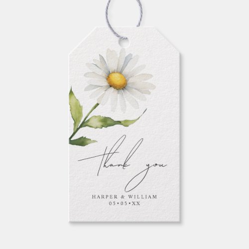 Watercolor daisy thank you  gift tags