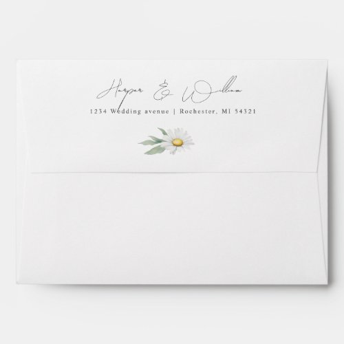Watercolor daisy wedding  envelope