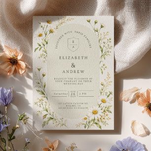 Watercolor Daisy Wedding Invitation