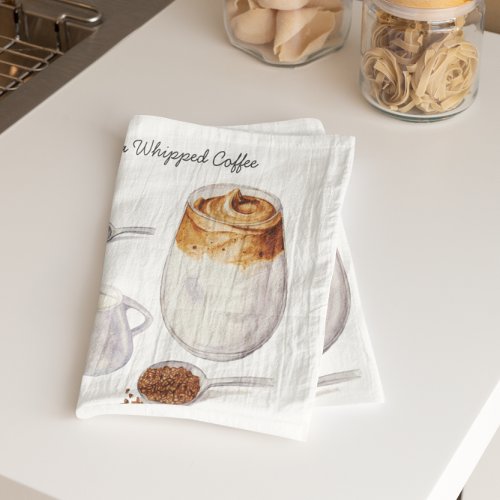 Watercolor Dalgona Coffee Recipe Tea Towels