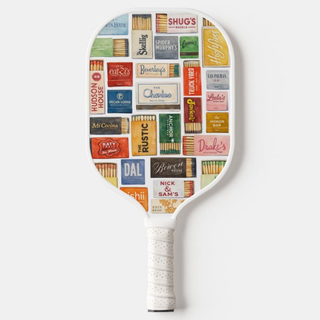 Watercolor Dallas Matchbook Pickleball Paddle (Front)
