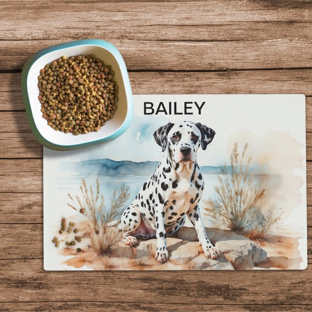 Watercolor Dalmatian and Landscape Dog Food Mat (Creator Uploaded)