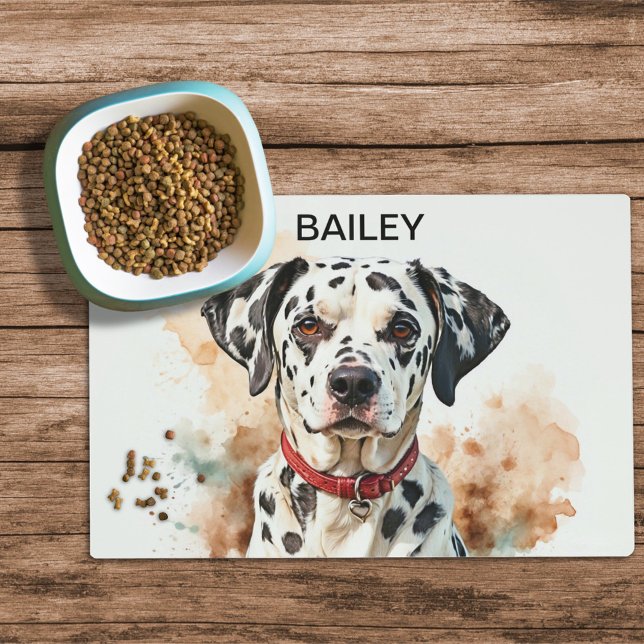 Watercolor Dalmatian Custom Dog Food Mat (Creator Uploaded)