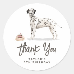 Watercolor Dalmatian Dog Birthday Thank You Classic Round Sticker