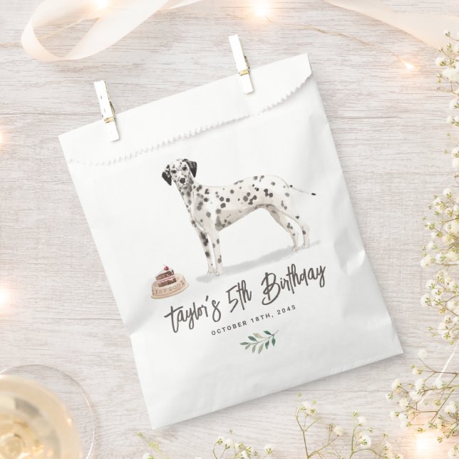 Watercolor Dalmatian Dog Birthday Thank You Favor Bag (Clipped)