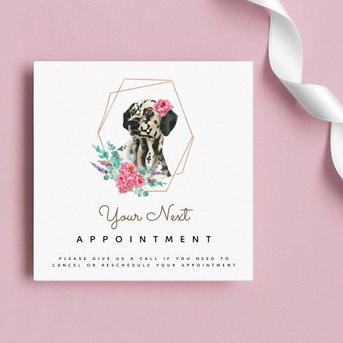 Watercolor Dalmatian Dog Pet Appointment Reminder Square Business Card