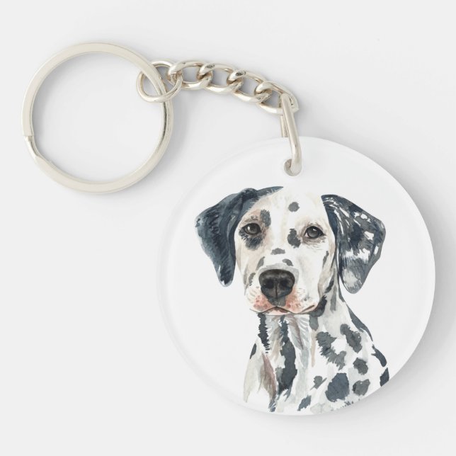 Watercolor Dalmatian Keychain (Front)