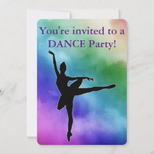 Watercolor Dance Birthday Party Invitations