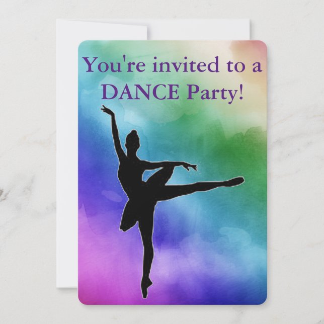 Watercolor Dance Birthday Party Invitations (Front)