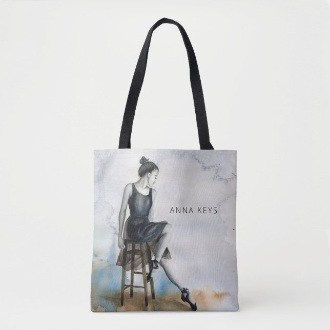 Watercolor Dancer Tote ballet ballerina Bag (Front)