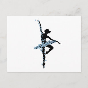Watercolor dancing ballerina postcard
