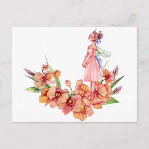 Watercolor dancing ballerina postcard