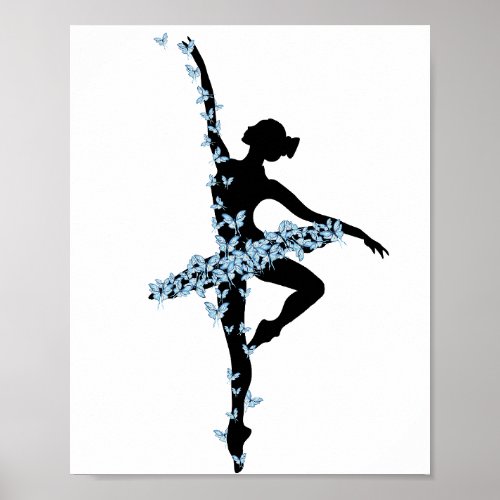 Watercolor dancing ballerina poster