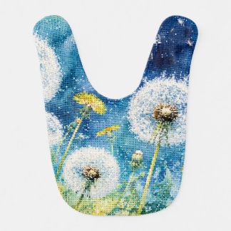 Watercolor Dandelion Dreams Geometric Floral Baby Bib