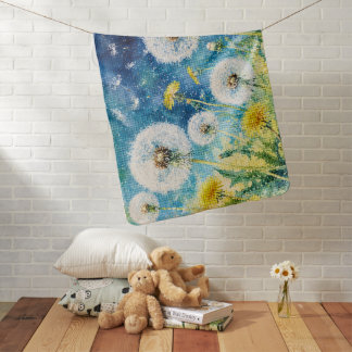 Watercolor Dandelion Dreams Geometric Floral Baby Blanket