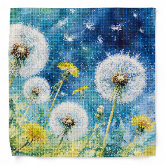 Watercolor Dandelion Dreams Geometric Floral Bandana