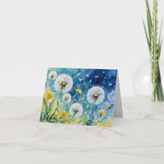 Watercolor Dandelion Dreams Geometric Floral Thank You Card