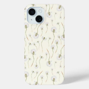 Watercolor Dandelion Flowers Seamless Pattern iPhone 15 Case